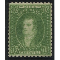 ARGENTINA 1864 GJ 23 RIVADAVIA ESTAMPILLA DE 10 Cts. NUEVA MUY BONITO EJEMPLAR U$ 120